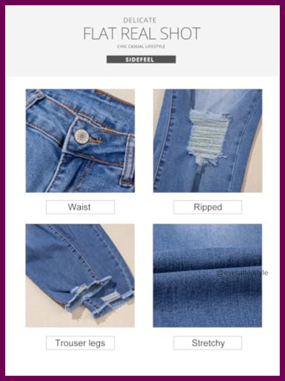 Women's Boyfriend Jeans Stretchy Ripped Distressed Denim Pants High Rise - Picture 3 of 6